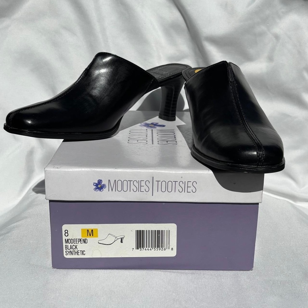 Mootsies Tootsies Black Slip On Mules 8 Brand New Vintage Y2K